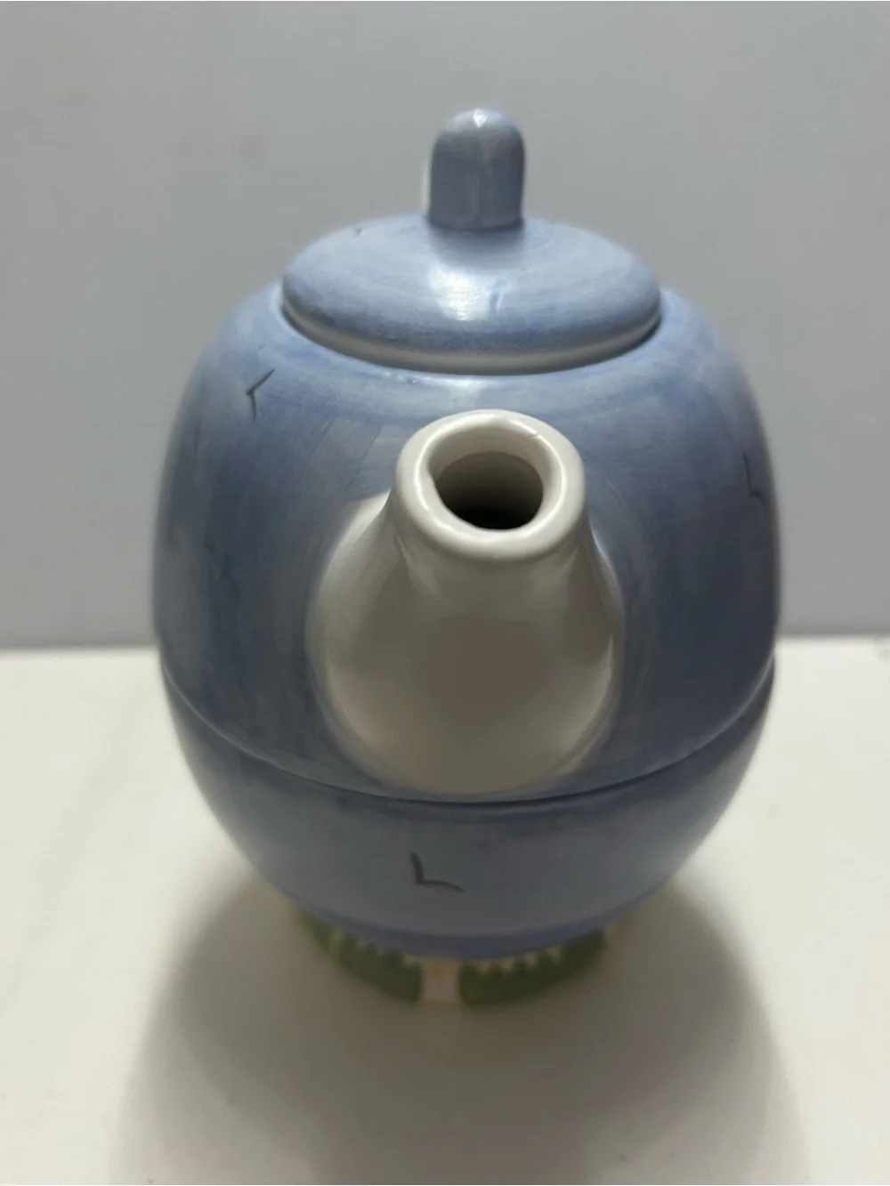 Nantucket Stacking Teapot & Cup Hand-Painted Lighthouse Ceramic Tea for One